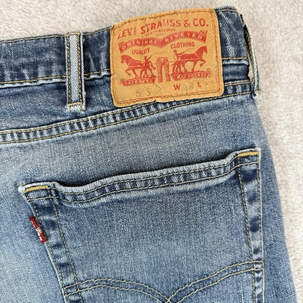 Levis‎ 505 Jeans Mens 38x30 Blue Regular Straight Stretch Medium Wash Y2K Hole